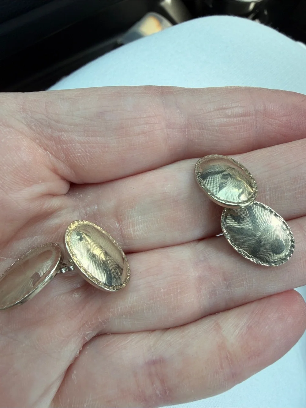 Very Vtg 14k White Gold Filled Talon Grip Cufflinks 1910-1920s